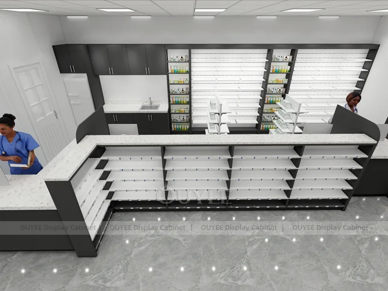 Black White Pharmacy Aisles Gondola Shelving - Image 10