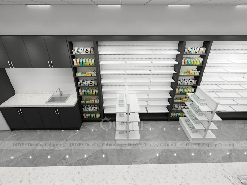 Black White Pharmacy Aisles Gondola Shelving - Image 11