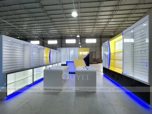 Blue And Yellow LED Phone Display Fixture