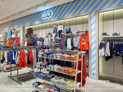 Blue Boys Apparel Wall and Center Rack Display 01