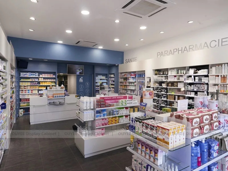 Blue Grey Pharmacy Central Gondola Shelving