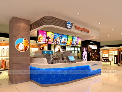 Blue Ice Cream Kiosk Bubble Tea Shop Display