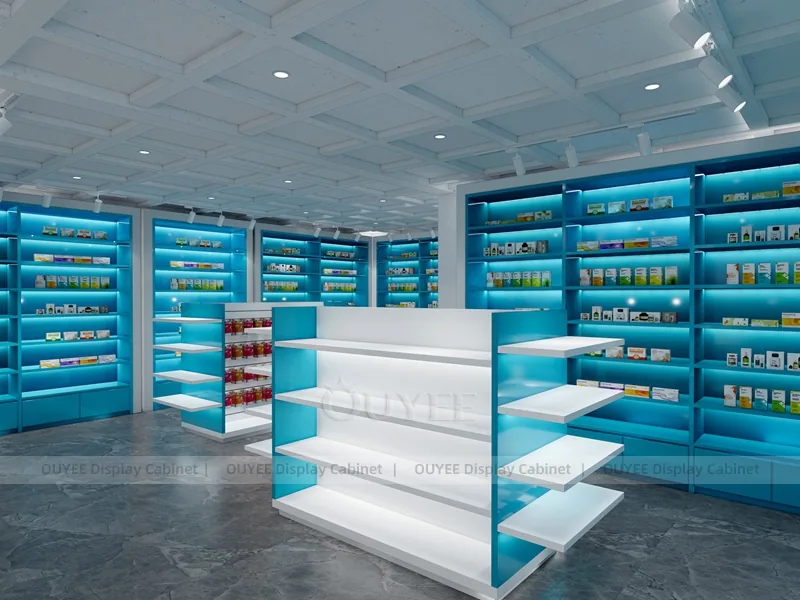 Blue Light Pharmacy Shelving