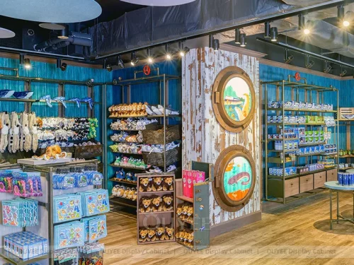 Blue Nautical Gift Shop Wall Shelving System 01