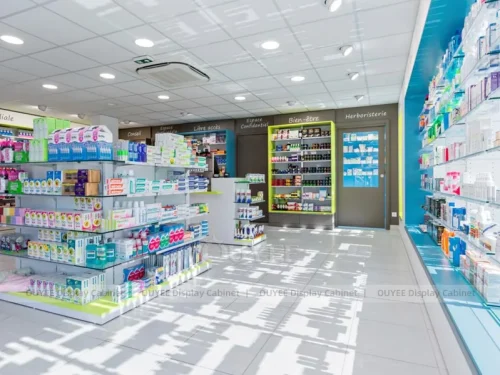 Blue Pattern Pharmacy Glass Display Case