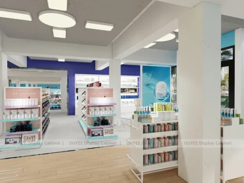 Blue White Hair Product Window Hair Product Display