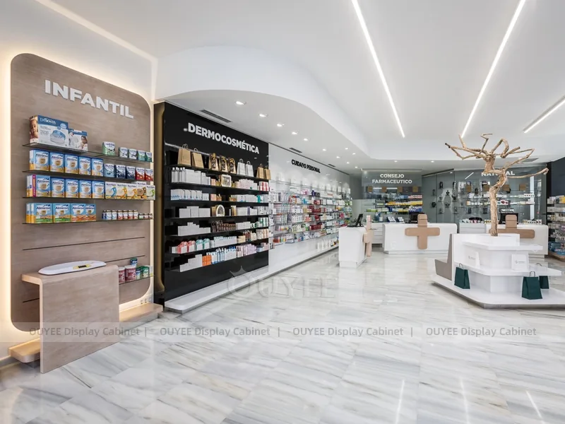 Brown Luxury Pharmacy Wall Shelving Display