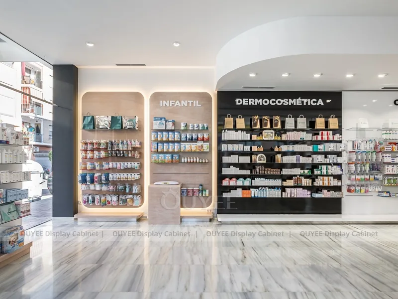 Brown Luxury Pharmacy Wall Shelving Display - الصورة 3