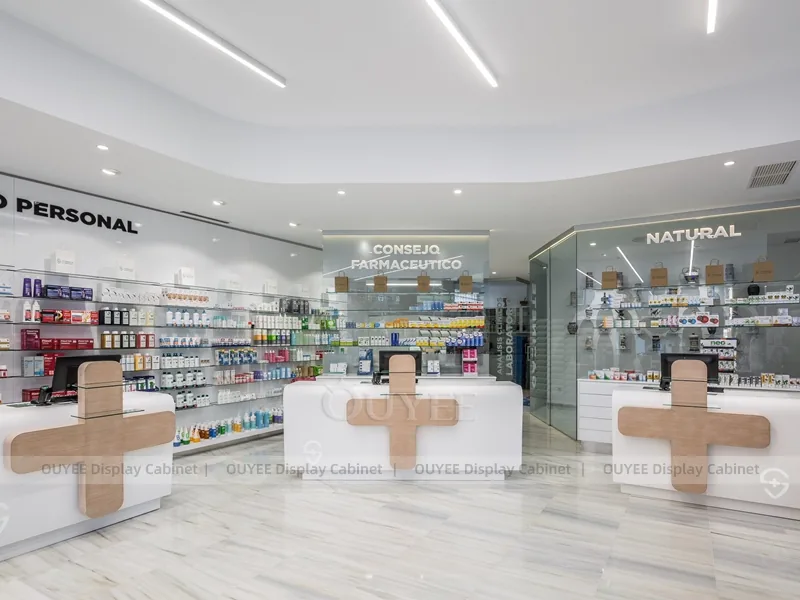 Brown Luxury Pharmacy Wall Shelving Display - الصورة 4