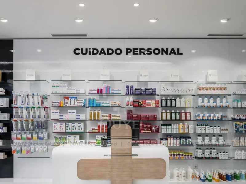 Brown Luxury Pharmacy Wall Shelving Display - الصورة 5