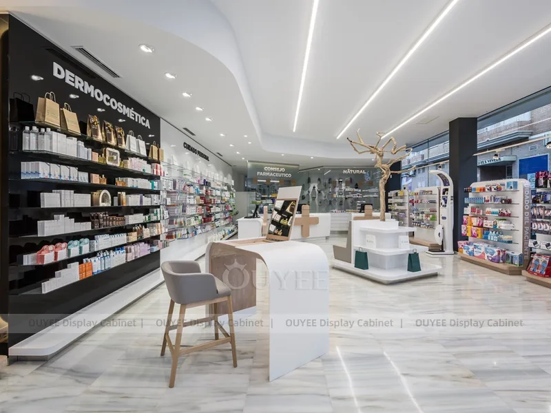 Brown Luxury Pharmacy Wall Shelving Display - الصورة 7