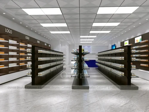 Brown Pharmacy Aisle Shelving