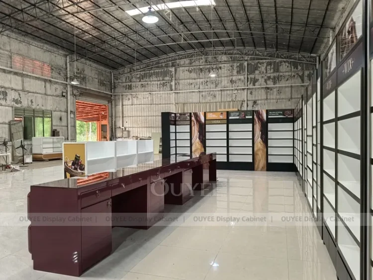 Burgundy Display Counters | Custom Cosmetic Display Manufacturer