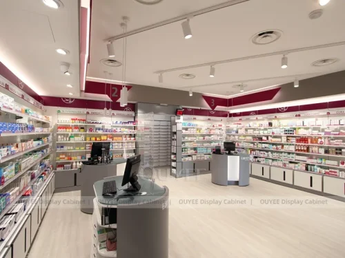 Burgundy Pharmacy Shelving