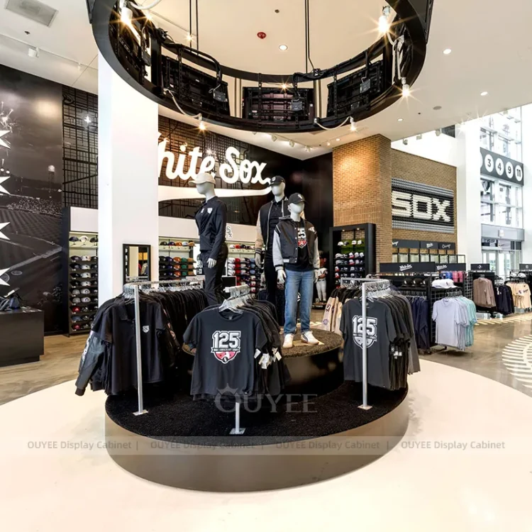 Chicago Team Apparel Rolling Rack Store Display | Custom Display Rack ...