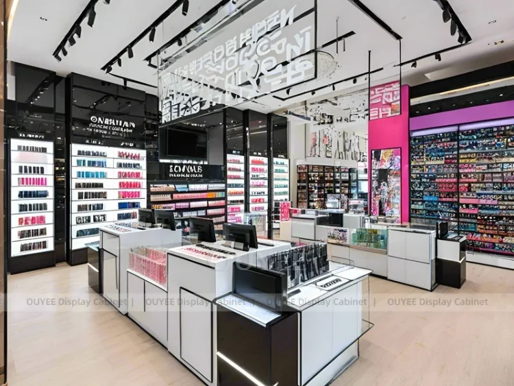 Store Color Wall Design Color Wall Beauty Store Display | Custom Cosmetic Display Manufacturer