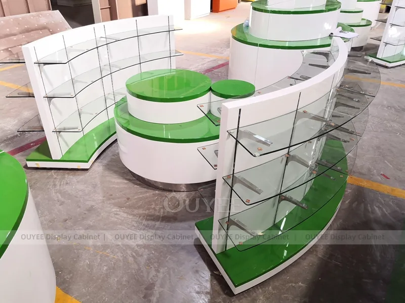 Curved Green Pharmacy Checkout Counter Display - Image 5
