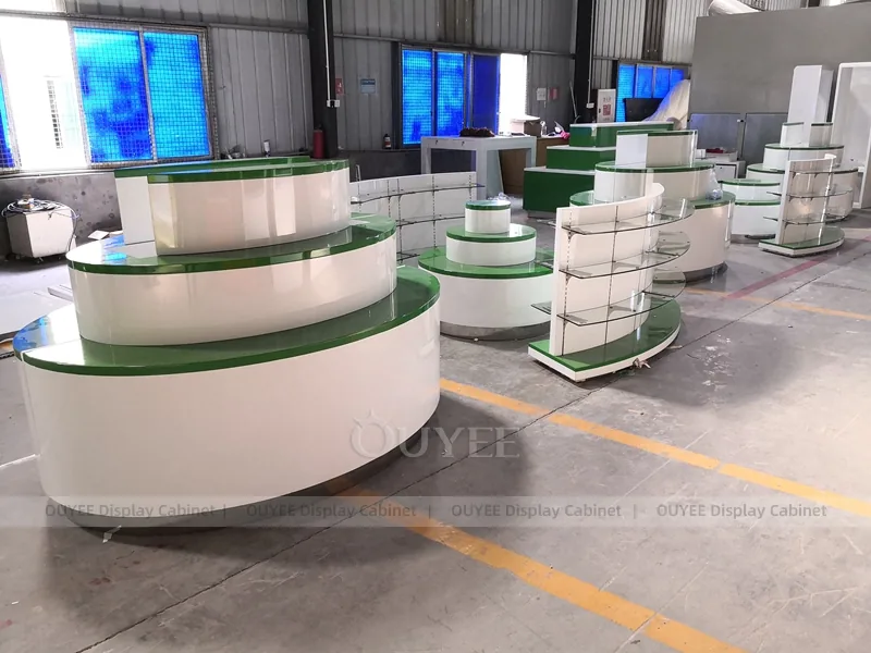 Curved Green Pharmacy Checkout Counter Display - Image 6