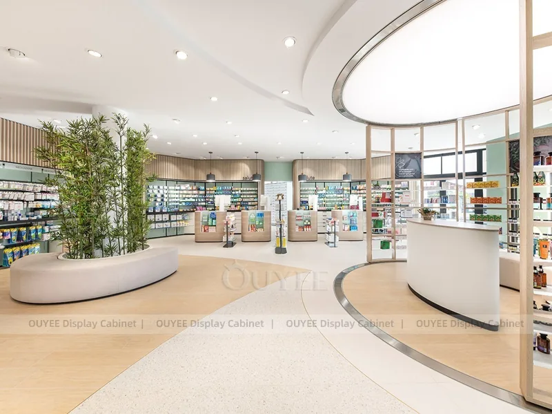 Curved White Pharmacy Wood Display Fixture - Image 4
