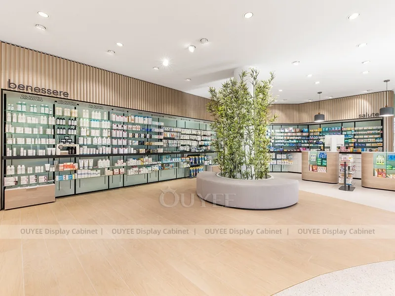 Curved White Pharmacy Wood Display Fixture - Image 5