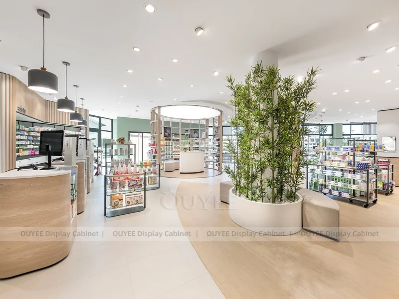 Curved White Pharmacy Wood Display Fixture - Image 6
