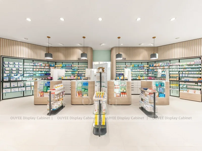 Curved White Pharmacy Wood Display Fixture - Image 7