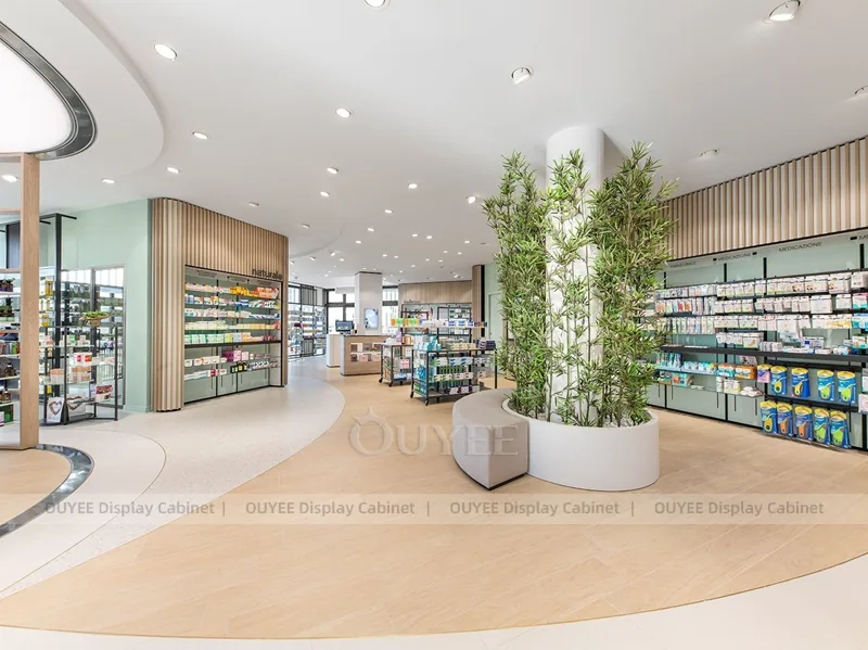 Curved White Pharmacy Wood Display Fixture - Image 8