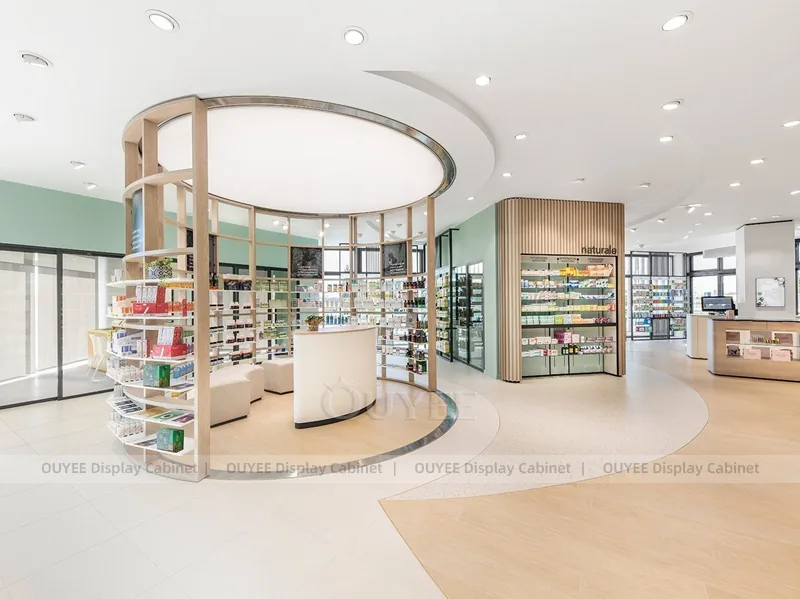 Curved White Pharmacy Wood Display Fixture - Image 9