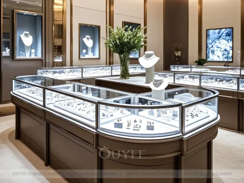 Custom Beige Jewelry Display Showcases 01