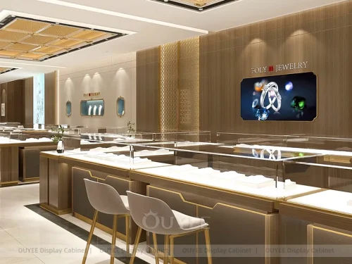 Custom Champagne Gold Jewelry Cabinets 01