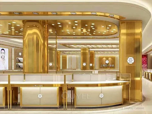 Custom Cream Jewelry Display Showcases 01