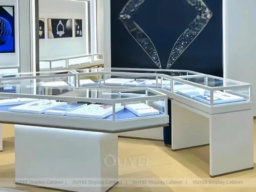 Custom White Jewelry Display Showcases 01
