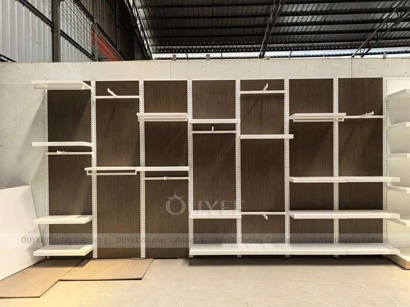 Dark Wood Slatwall Clothing Store Display - Image 2