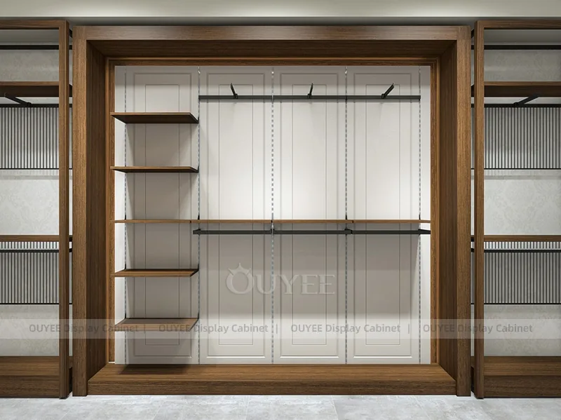 Empty Wood Apparel Wall Clothing Store Display