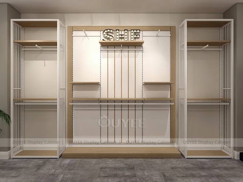 Empty Wood Apparel Wall Clothing Store Display - Image 2