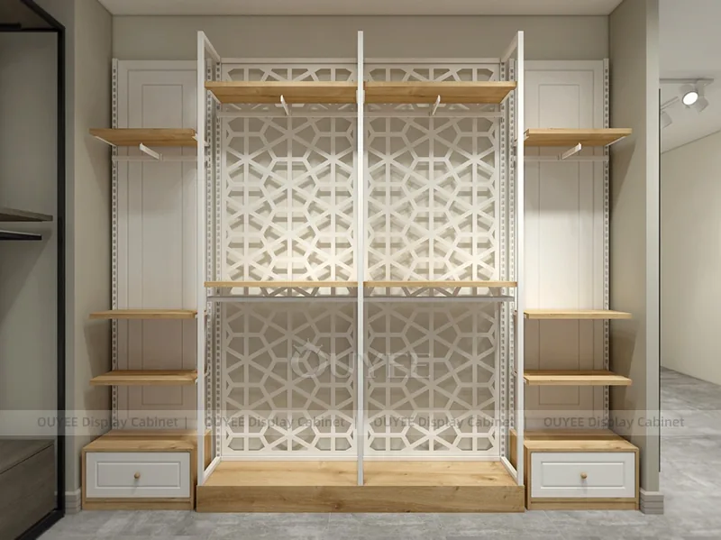 Empty Wood Apparel Wall Clothing Store Display - Image 3