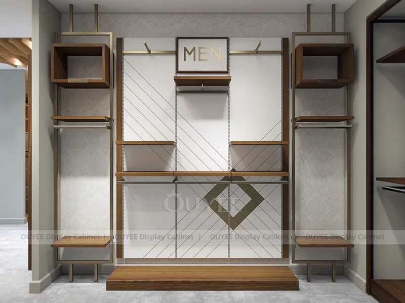 Empty Wood Apparel Wall Clothing Store Display - Image 4