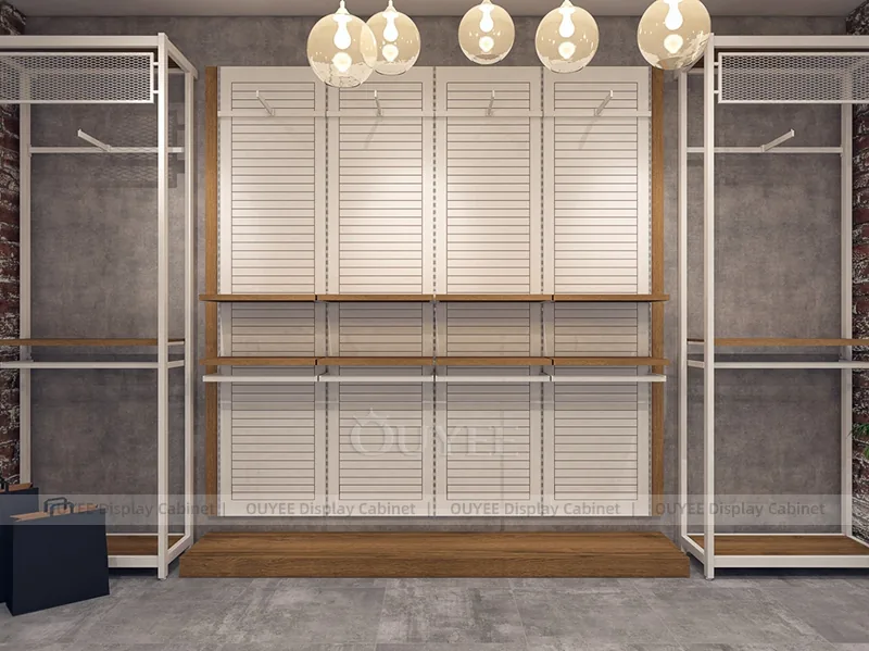 Empty Wood Apparel Wall Clothing Store Display - Image 5