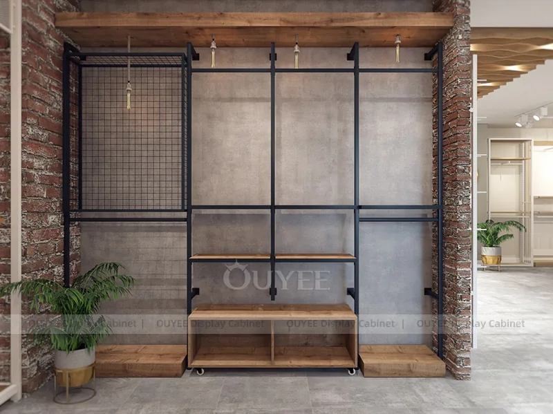 Empty Wood Apparel Wall Clothing Store Display - Image 6