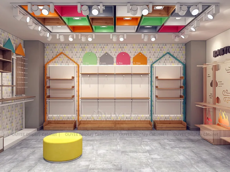 Empty Wood Apparel Wall Clothing Store Display - Image 7