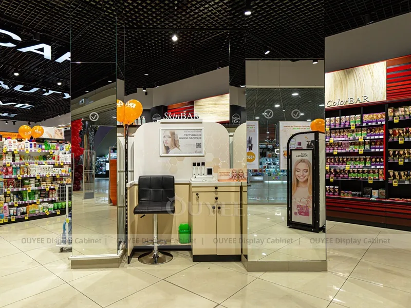 Eva Beauty Counter Curved Hair Beauty Shop Display