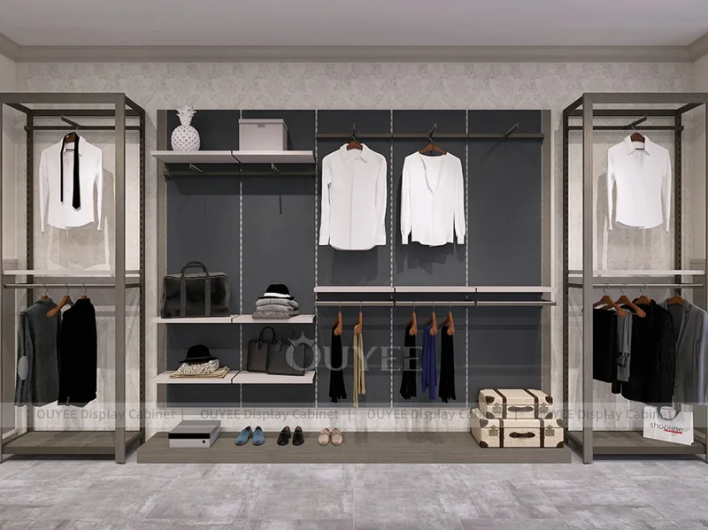 Gray Metal Apparel Wall Clothing Store Display