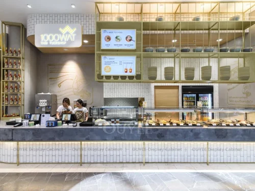 Gray Tile Food Counter Bubble Tea Shop Display