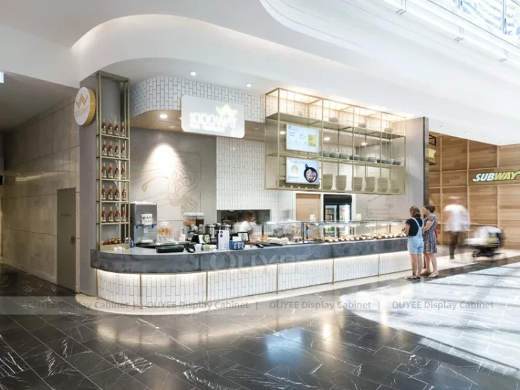 Gray Tile Food Counter Bubble Tea Shop Display | Custom Bubble Tea Shop ...