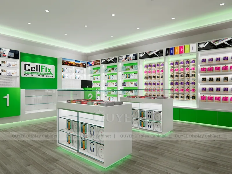 Green And Gold Phone Display Fixture