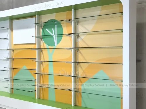 Green Graphic Pharmacy Wall Shelving Display