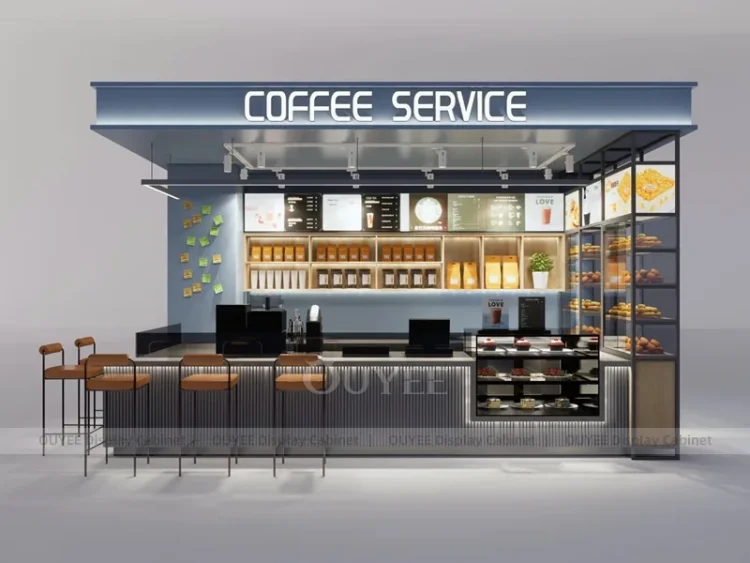 Green Gray Tea Counter | Custom Bubble Tea Shop Display Manufacturer