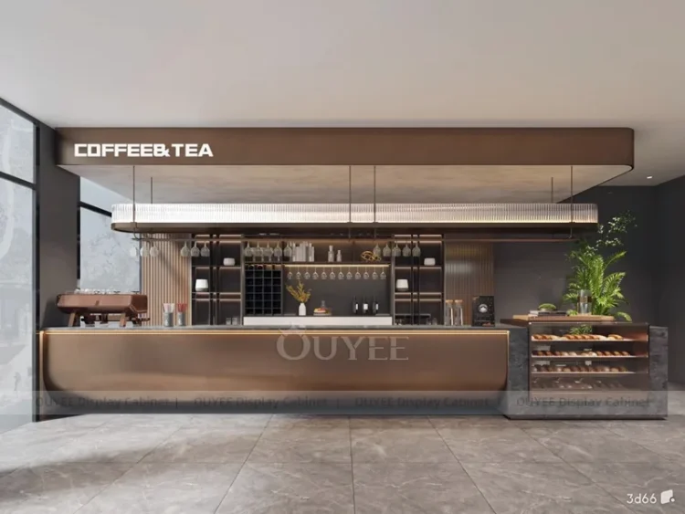 Green Gray Tea Counter | Custom Bubble Tea Shop Display Manufacturer