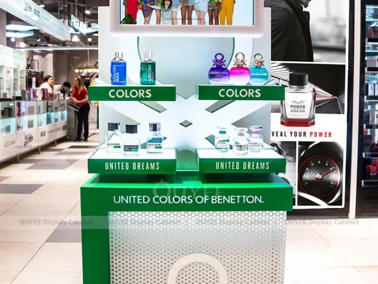 Green Multi Brand Kiosk Display | Custom Cosmetic Display Manufacturer