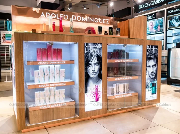 Green Multi Brand Kiosk Display | Custom Cosmetic Display Manufacturer